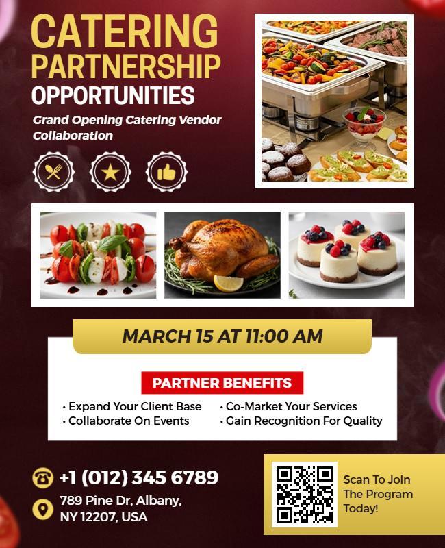 Collaborative Catering Services Grand Opening Announcement Flyer Template