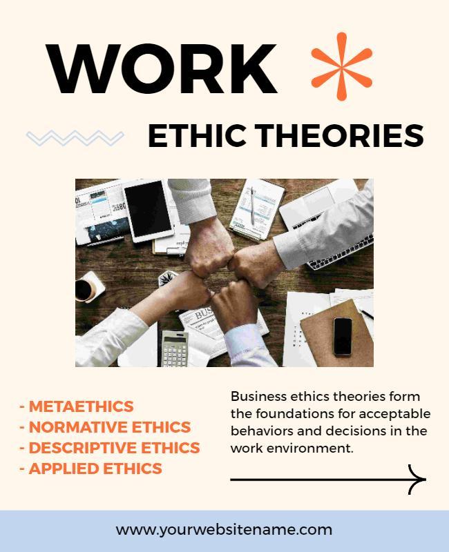 Collaborative Hands Connecting on Work Ethics Theories Poster Template