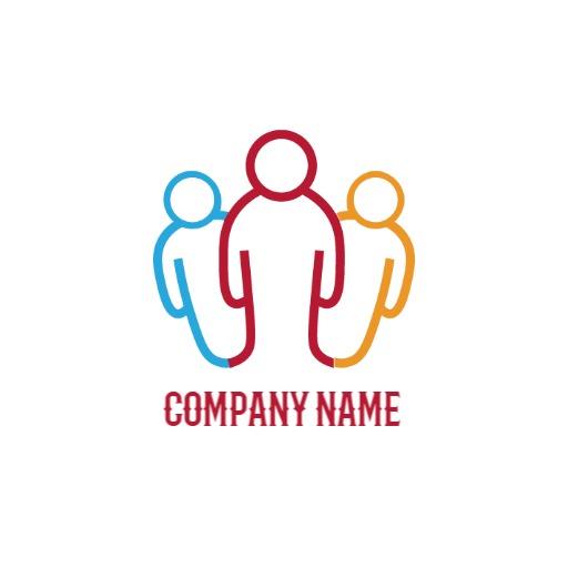 Collaborative Team Members Representation in Vibrant Colors Logo Template