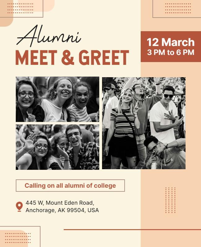 College Alumni Meet and Greet Event Flyer Template