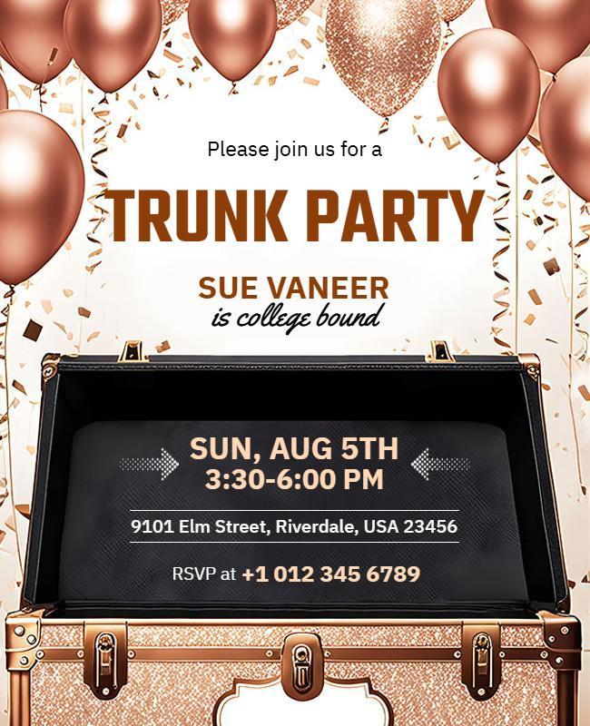 College Bound Trunk Party Invitation Flyer Template