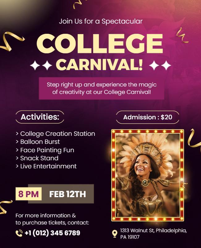 College Carnival Event Activities Flyer Template