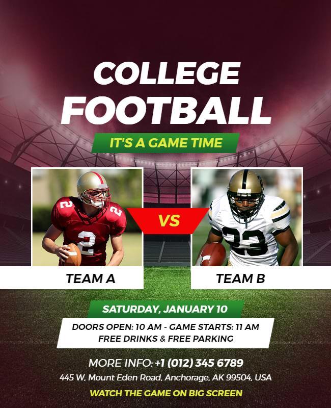 College Football Game Day Event Flyer Template