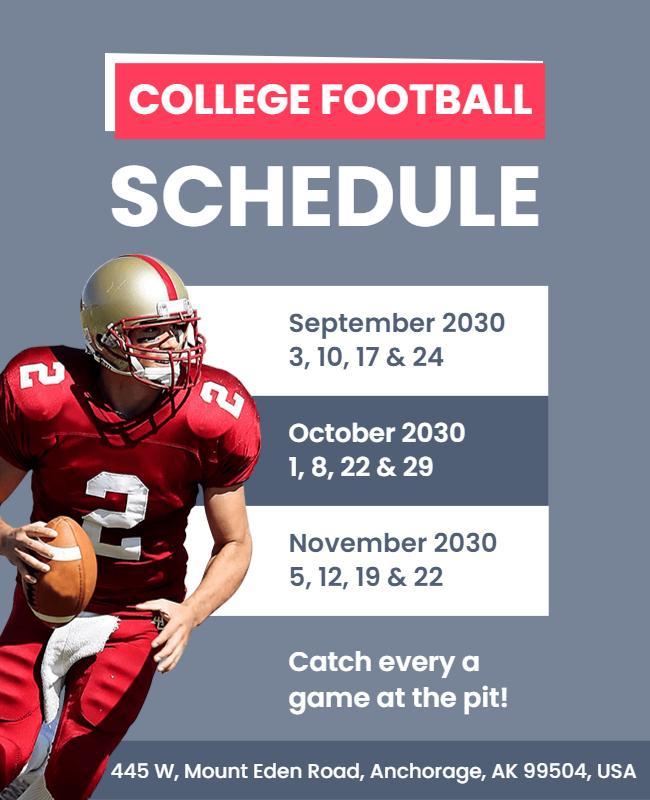 College Football Game Schedule Flyer Template