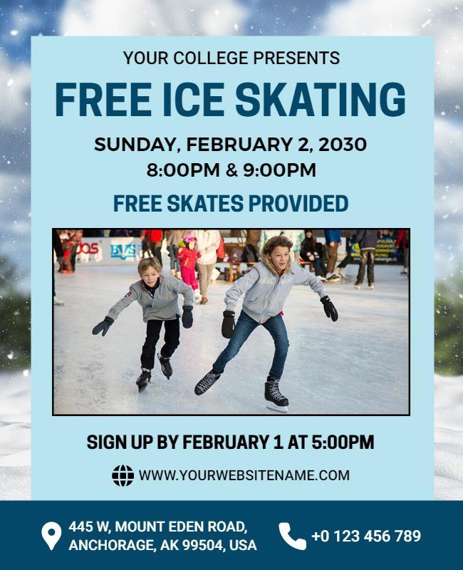 College Free Ice Skating Event Flyer Template