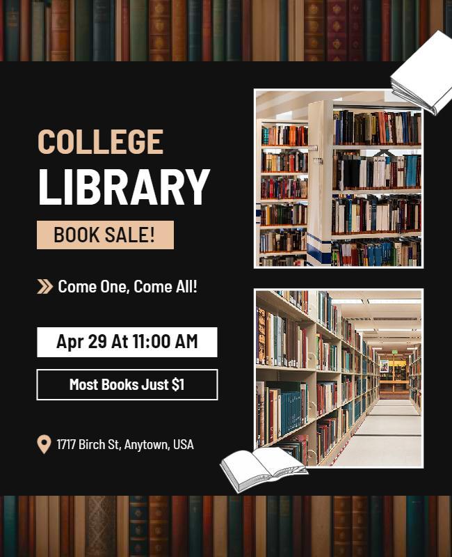 College Library Book Sale Event Flyer Template