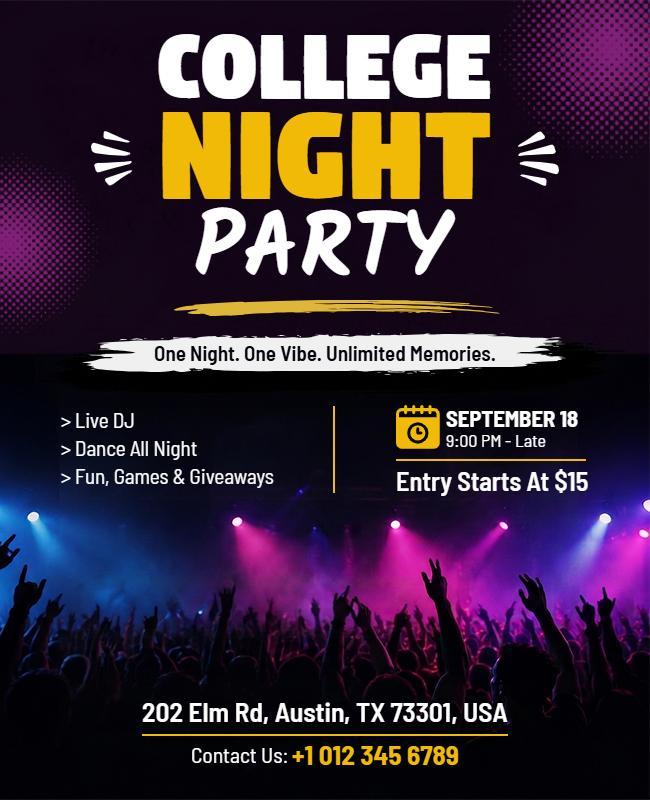 College Night Party Event Flyer Template