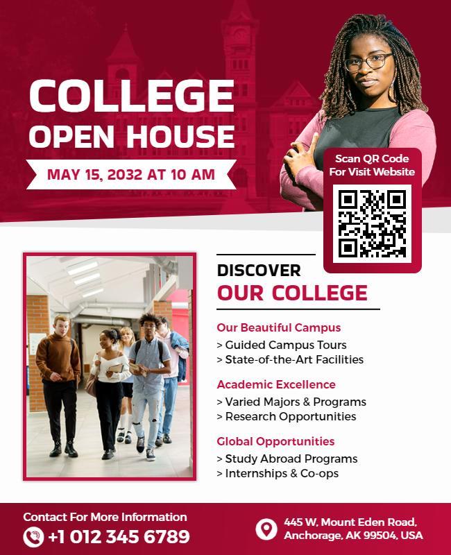 College Open House Event Announcement Flyer Template