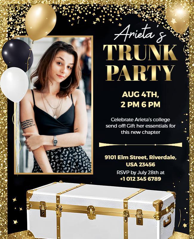 College Send-Off Trunk Party Flyer Template