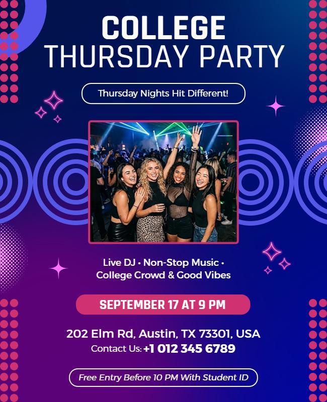 College Thursday Night Party Flyer Template