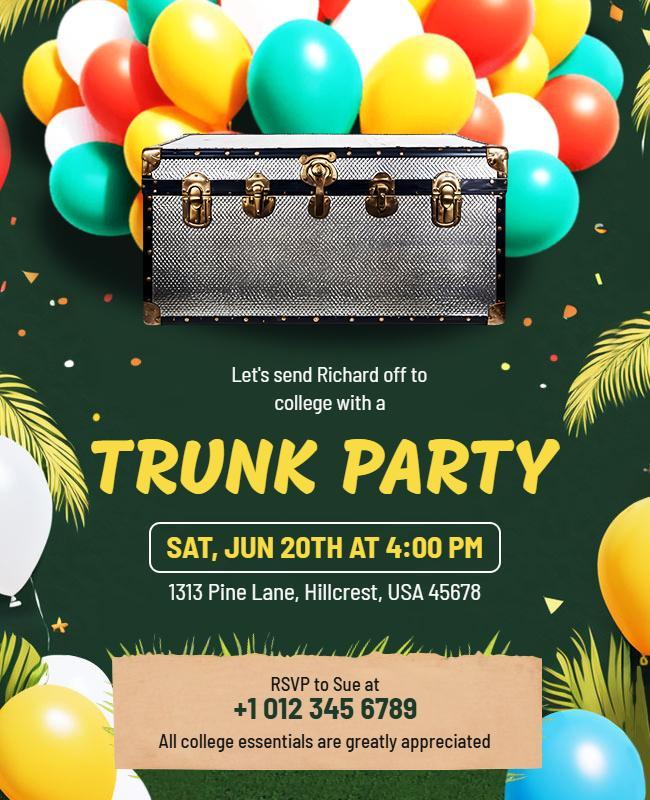 College Trunk Party Celebration Flyer Template