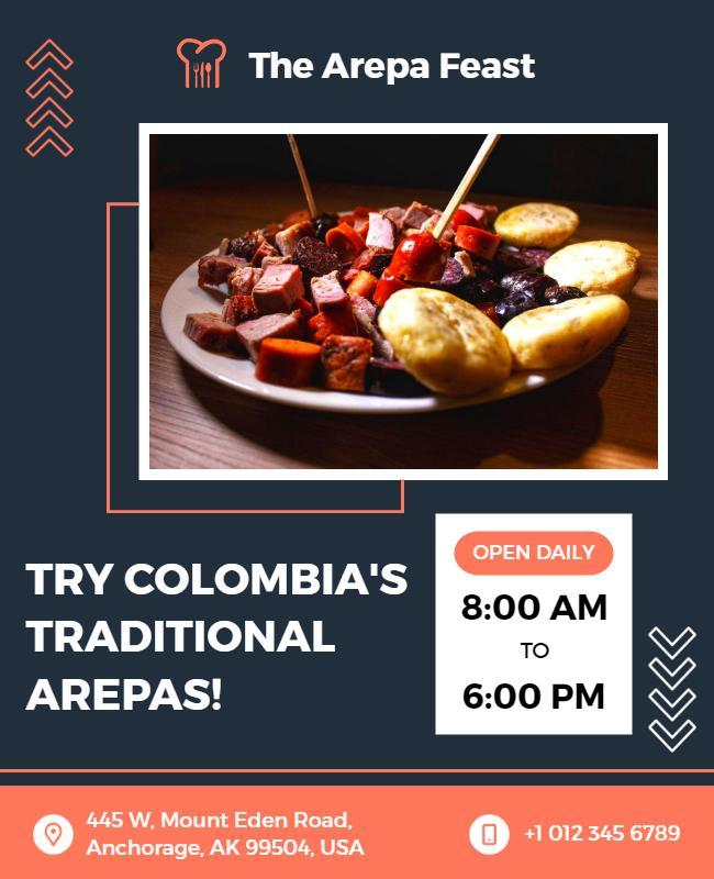 Colombian Arepa Feast Promotional Flyer Template