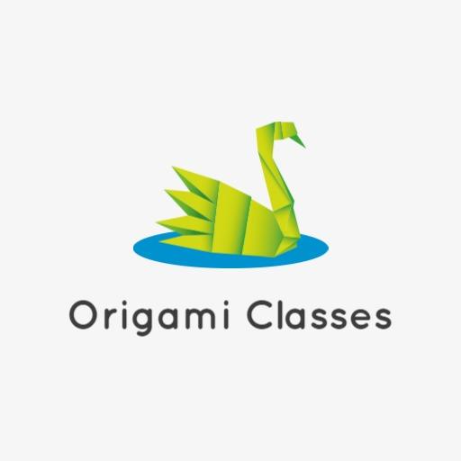 Colorful 3D Origami Swan Design for Craft Classes Logo Template