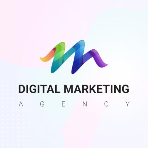 Colorful 3D Wave Design for Digital Marketing Agency Logo Template