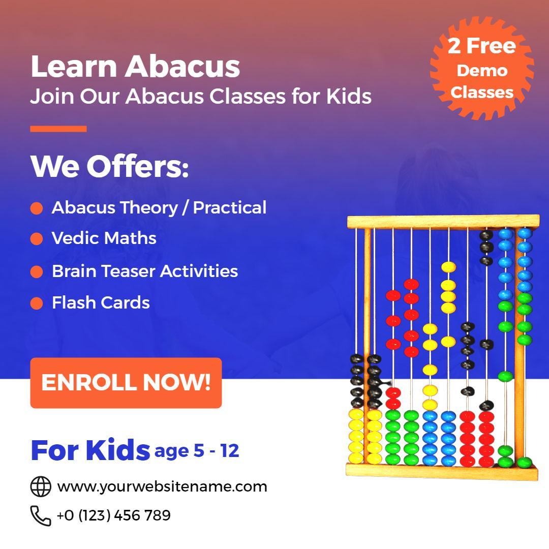 Colorful Abacus Classes for Kids Education Promotion Ad Template