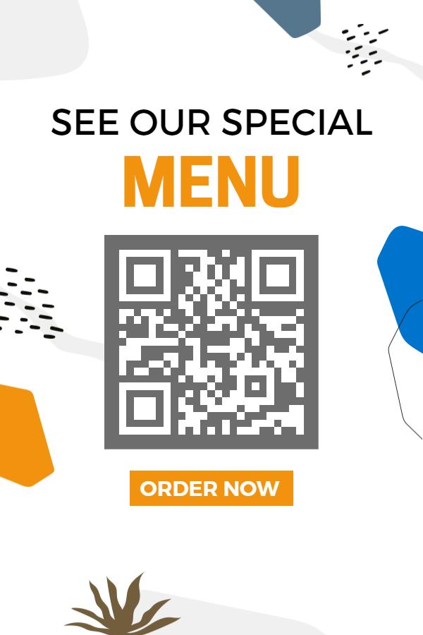 Colorful Abstract QR Code Restaurant Menu Poster Template