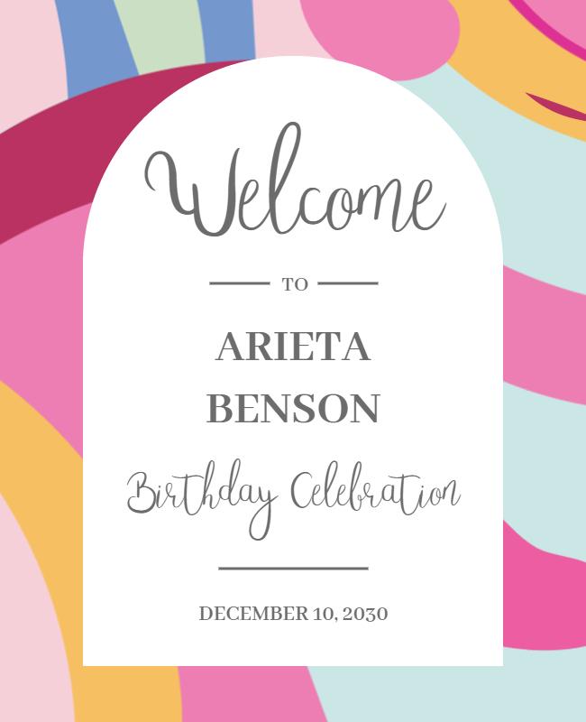 Colorful Abstract Welcome Birthday Celebration Poster Template