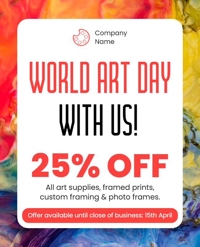 Colorful Abstract World Art Day Discount Promotion Poster Template