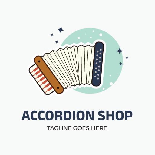 Colorful Accordion Design Showcasing Music Shop Logo Template
