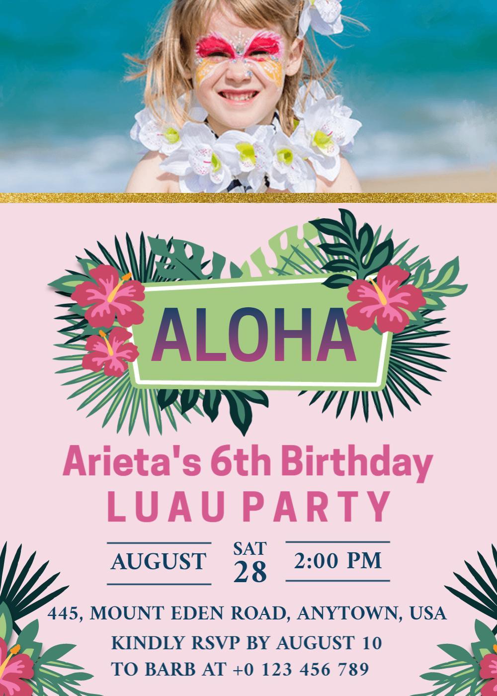 Colorful Aloha Luau Birthday Celebration Invitation Template