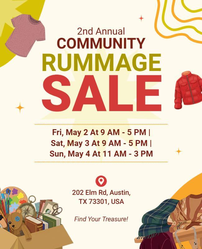 Colorful and Fun Community Thrift Market Flyer Template