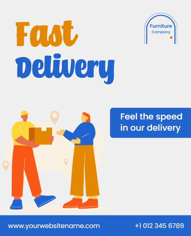 Colorful and Playful Fast Delivery Service Poster Template