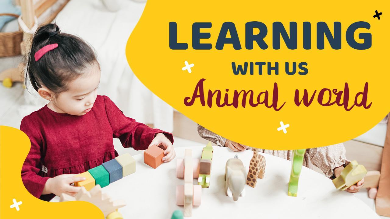 Colorful Animal World Learning YouTube Thumbnail Template
