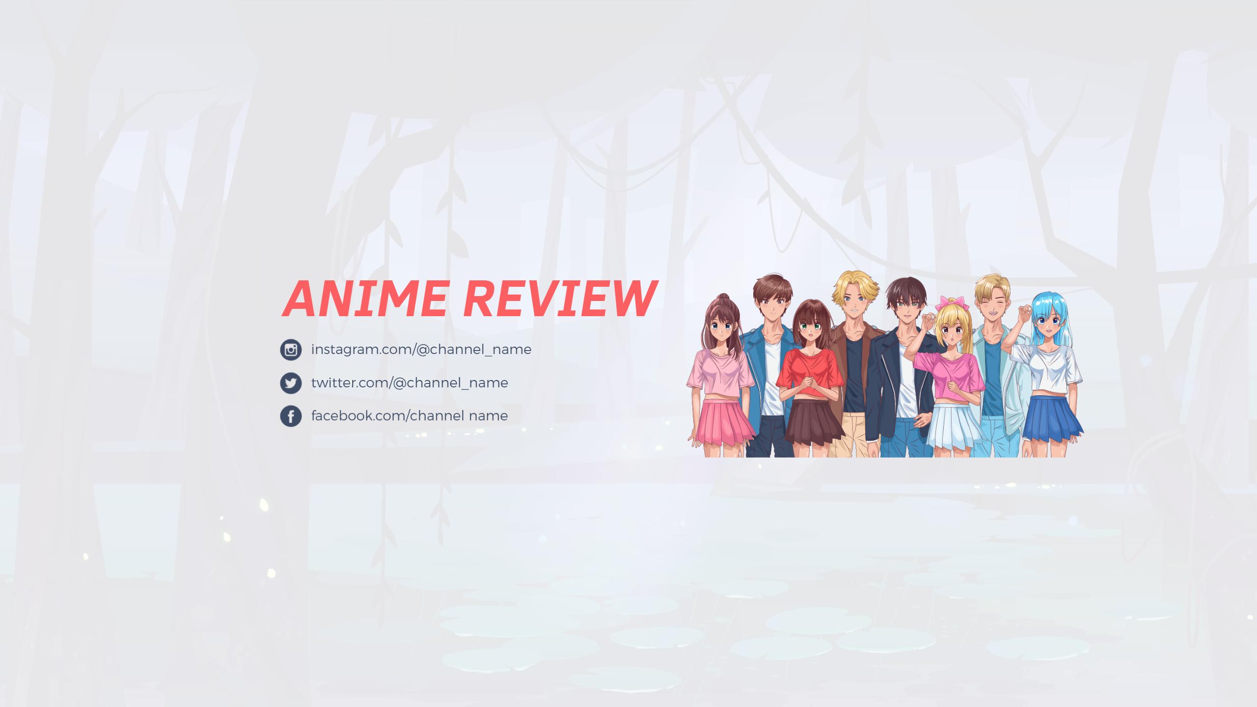 Colorful Anime Characters for YouTube Review Channel Banner Template