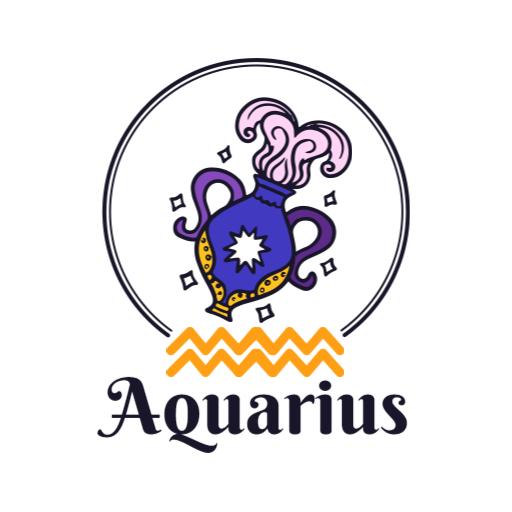 Colorful Aquarius Zodiac Sign Representing Unique Traits Logo Template