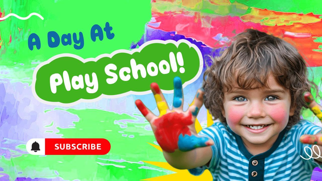 Colorful Art Play School Day Trending YouTube Thumbnail Template