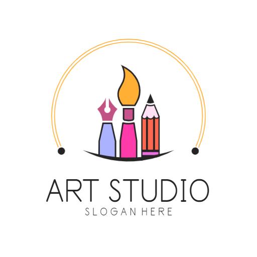 Colorful Art Tools Showcasing Creativity in Art Logo Template