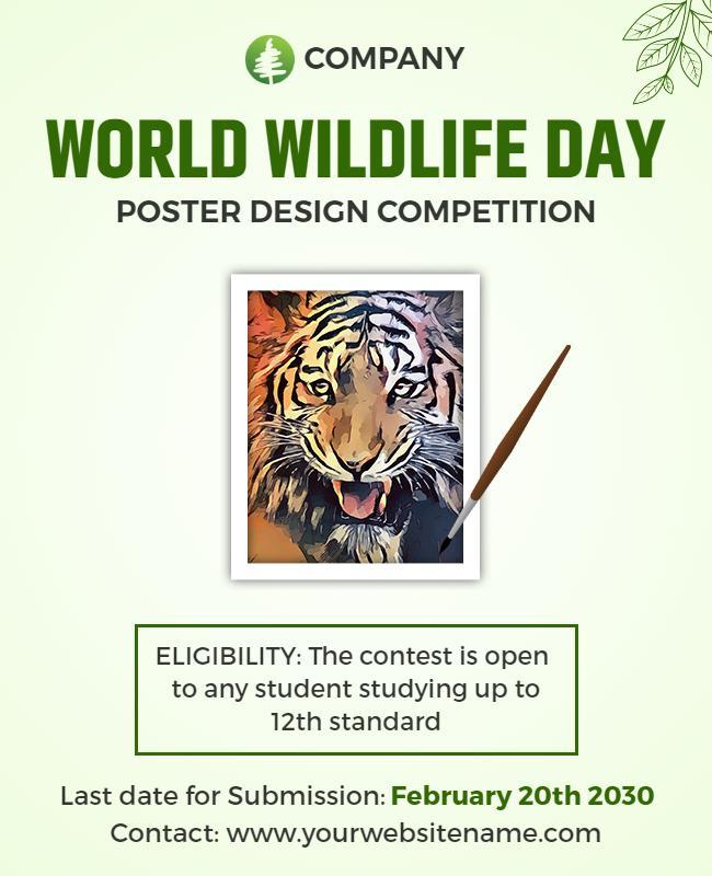Colorful Artistic Tiger Illustration for Wildlife Day Poster Template