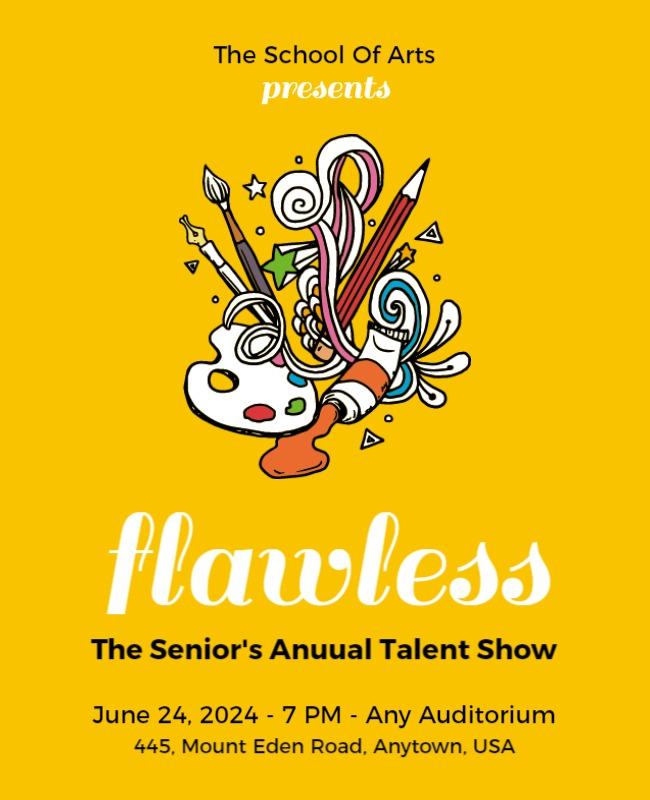 Colorful Artsy Creative Senior Talent Show Poster Template