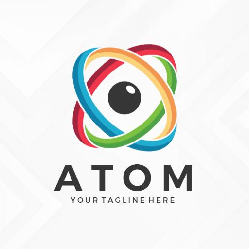 Colorful Atomic Structure Representing Innovative Science Logo Template