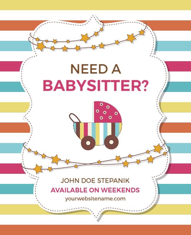 Colorful Babysitting Service Promotion Flyer Template