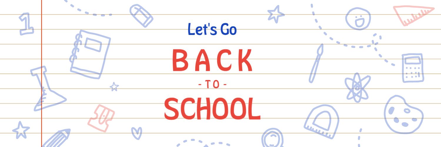 Colorful Back to School Supplies with Fun Doodles Education Banner Template