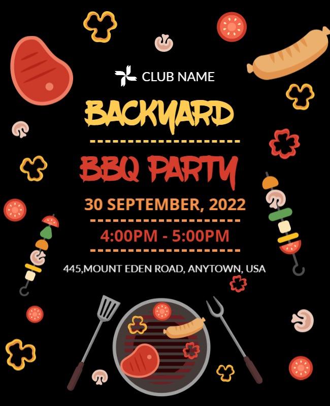 Colorful Backyard BBQ Celebration Party Poster Template