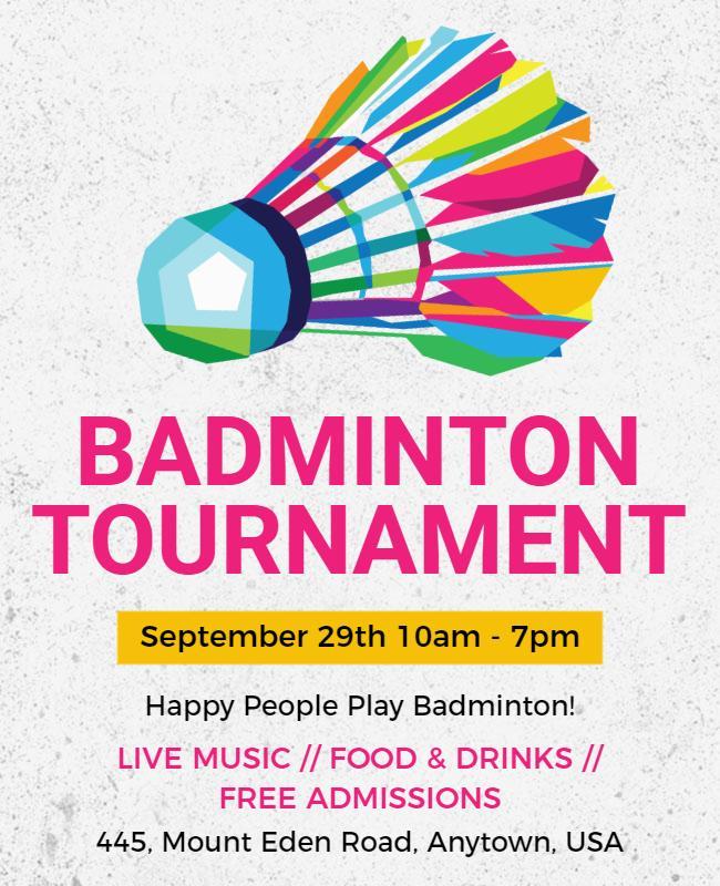 Colorful Badminton Tournament Event Flyer Template