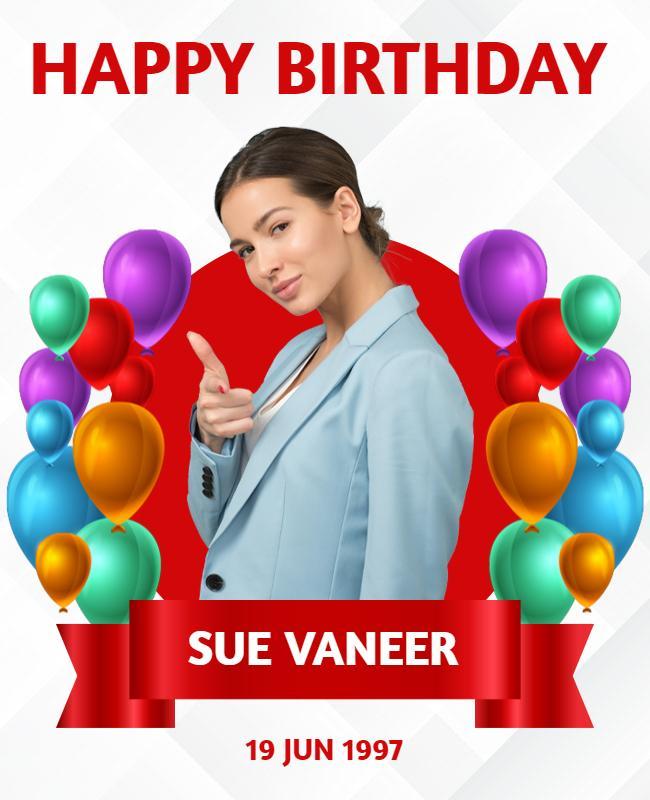 Colorful Balloon Theme Happy Birthday Celebration Poster Template
