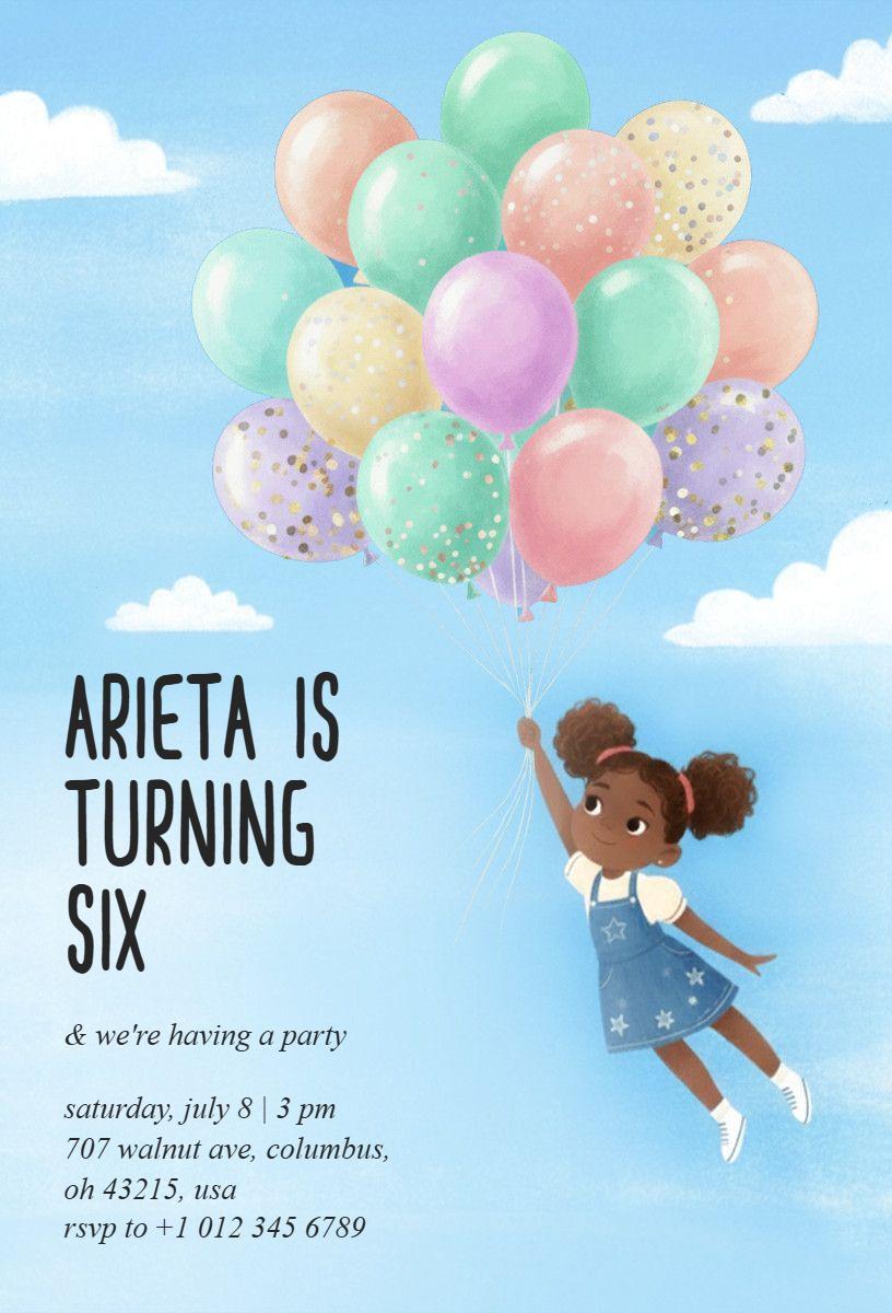 Colorful Balloon Theme Kids Birthday Celebration Invitation Template
