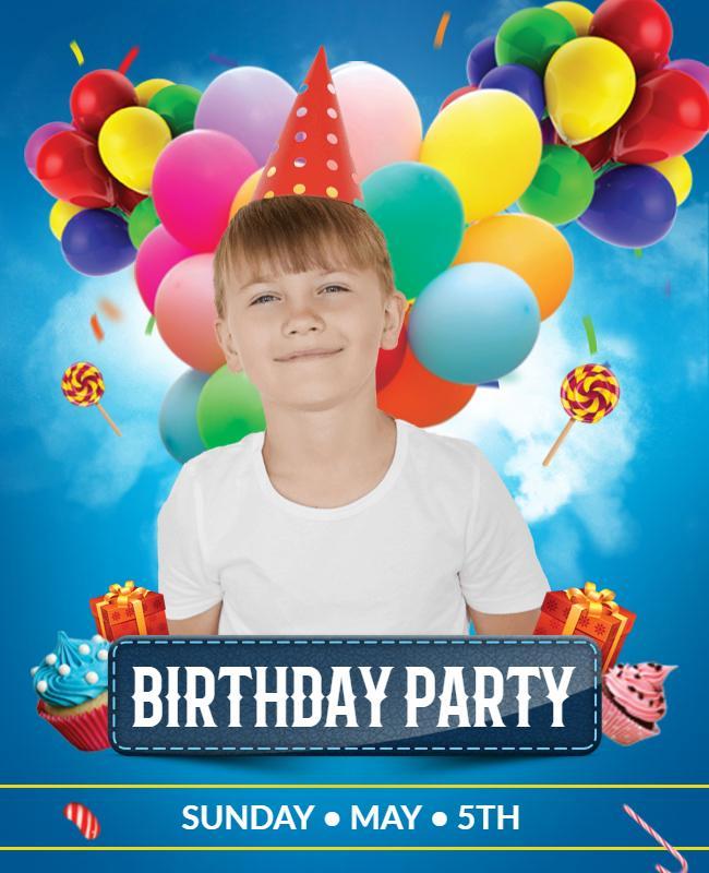 Colorful Balloon-Themed Birthday Party Celebration Poster Template