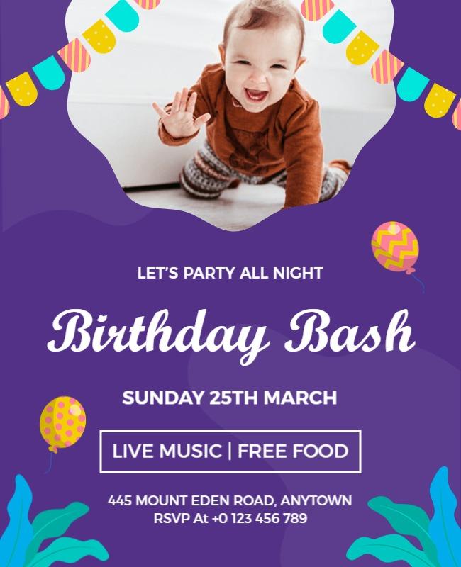 Colorful Birthday Bash Celebration Flyer Template