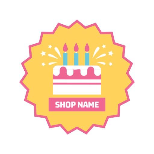 Colorful Birthday Cake with Candles for Bakery Logo Template