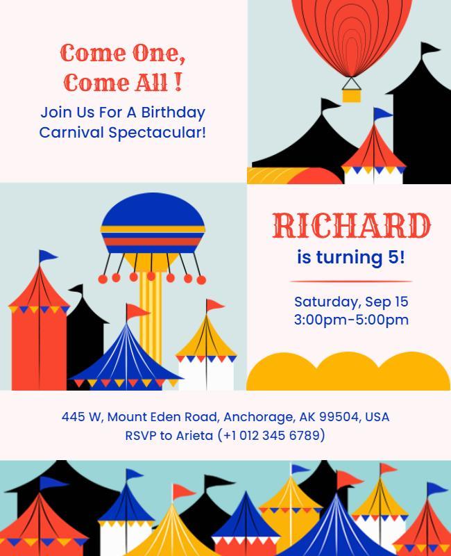 Colorful Birthday Carnival Celebration Flyer Template