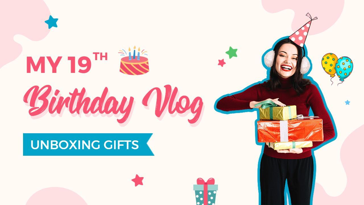 Colorful Birthday Celebration VLog YouTube Thumbnail Template