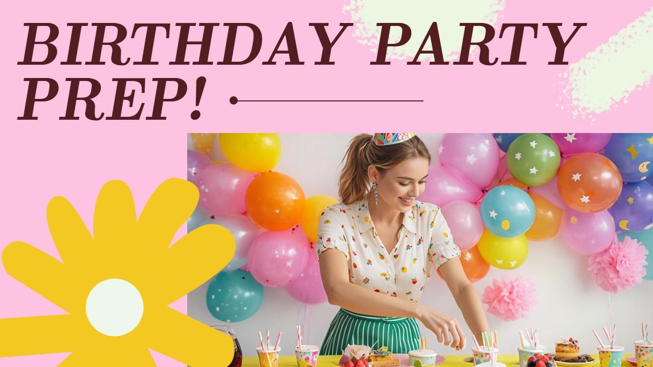 Colorful Birthday Party Preparation YouTube Thumbnail Template