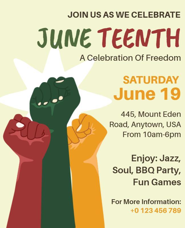 Colorful Bold Juneteenth Celebration Freedom Event Poster Template