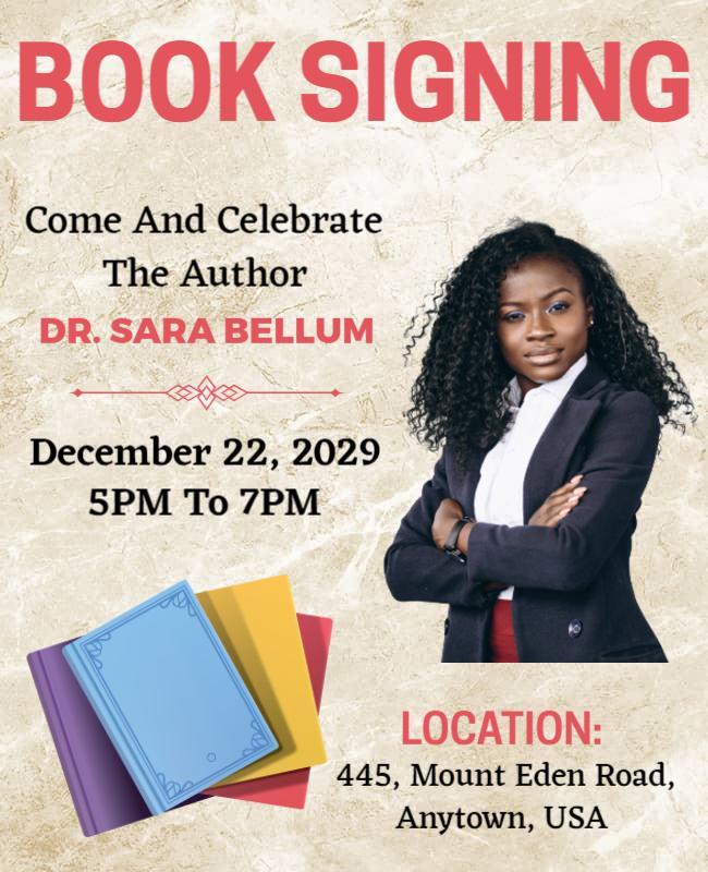 Colorful Book Signing Event with Author Celebration Poster Template