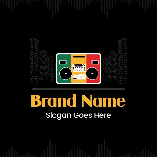 Colorful Boombox Design Celebrating Reggae Music Culture Logo Template