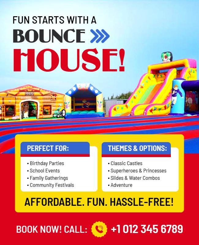 Colorful Bounce House Party Event Flyer Template